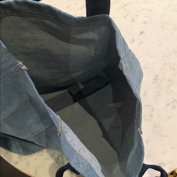 Bloomingdale's Blue Denim Tote with Pocket - Picture 6 of 7